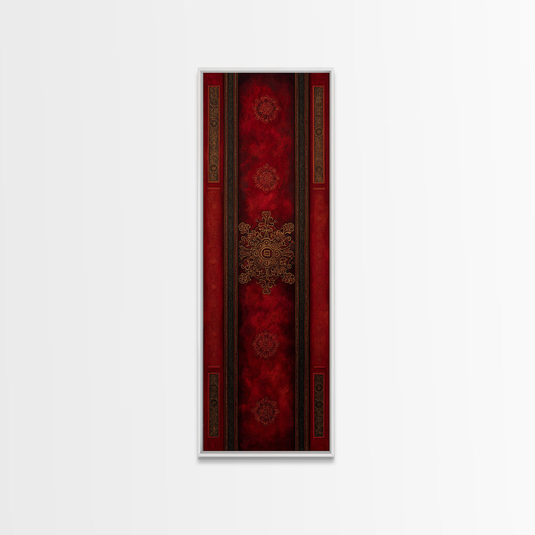Dark Red Velvet Canvas Print, Baroque Art, Statement Artwork, Living Room Decor, Fine Art, Ornate, Painting, Printable Wall Art, BAO-1x3-59