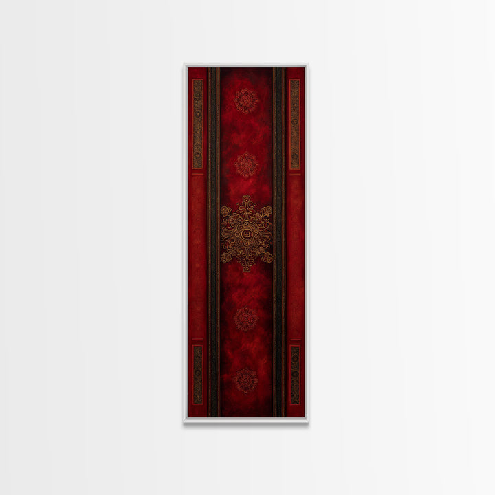Dark Red Velvet Canvas Print, Baroque Art, Statement Artwork, Living Room Decor, Fine Art, Ornate, Painting, Printable Wall Art, BAO-1x3-59