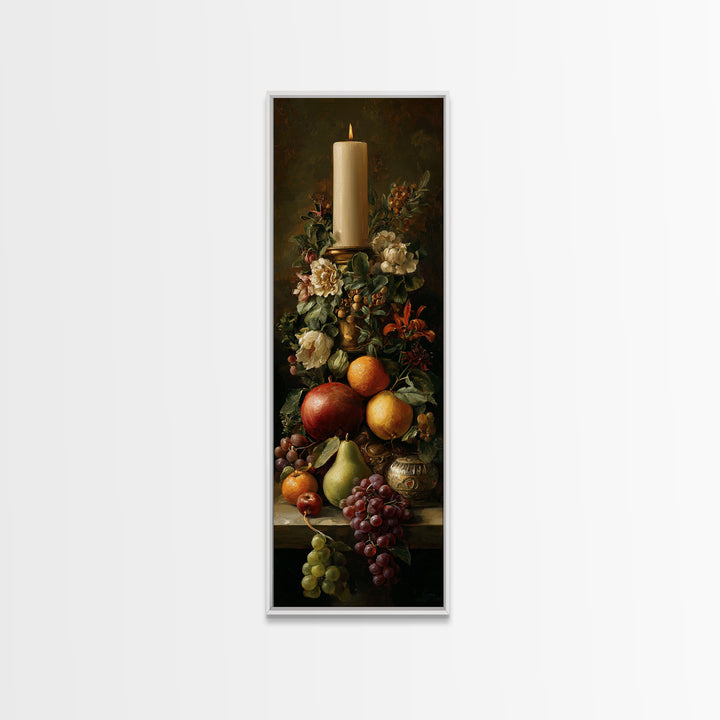 Dramatic Fruit Still Life Framed Canvas Print, Baroque Art, Feminist Art, Living Room Decor, Fine Art, Ornate, Luxury Decor, BAO-1x3-61