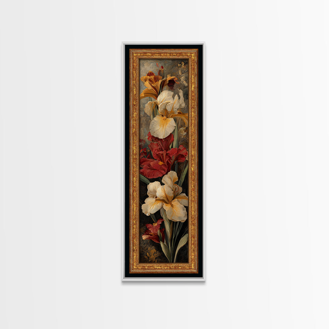 Ornate Gold Frame Illusion Around a Botanical Canvas Print, Baroque Art, Maximalist Decor, Living Room Decor, Ornate, BAO-1x3-69