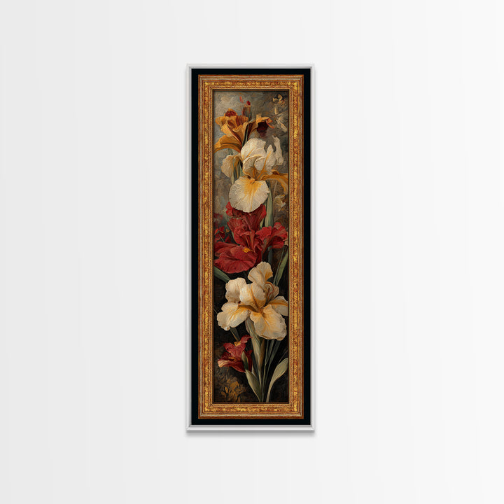 Ornate Gold Frame Illusion Around a Botanical Canvas Print, Baroque Art, Maximalist Decor, Living Room Decor, Ornate, BAO-1x3-69