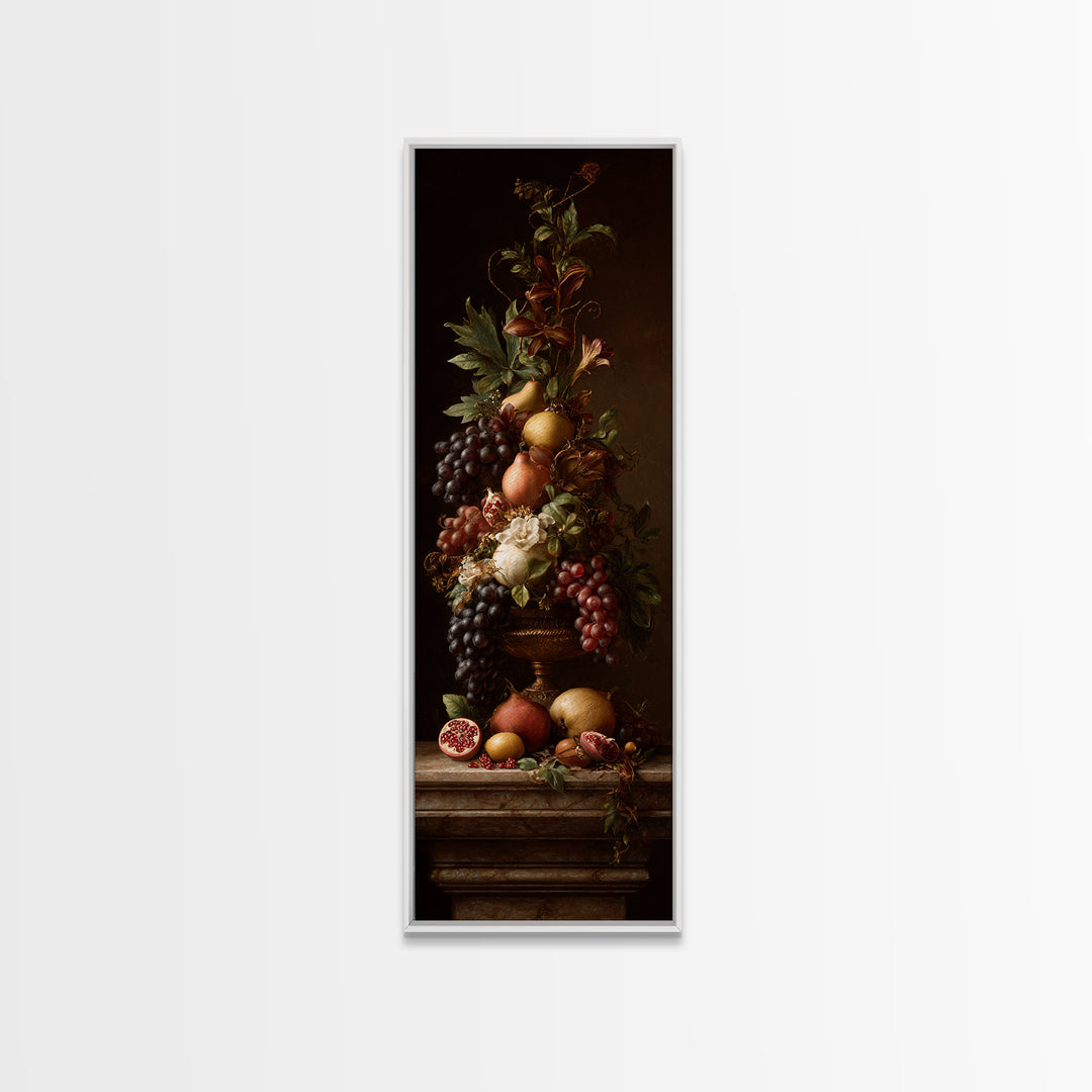 Dramatic Fruit Still Life Canvas Print, Baroque Art, Wall Decor, Living Room Decor, Fine Art, Ornate, Contemporary Art, BAO-1x3-85