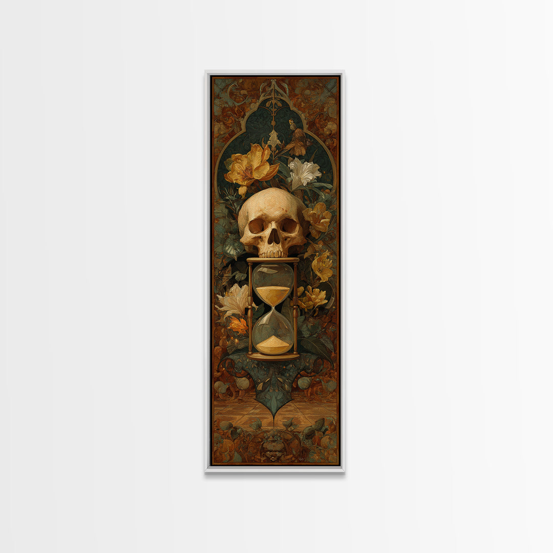 Skull and Hourglass Vanitas Still Life Canvas Print, Baroque Art, Printable Wall Art, Living Room Decor, Fine Art, Ornate, BAO-1x3-89
