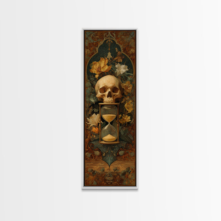 Skull and Hourglass Vanitas Still Life Canvas Print, Baroque Art, Printable Wall Art, Living Room Decor, Fine Art, Ornate, BAO-1x3-89