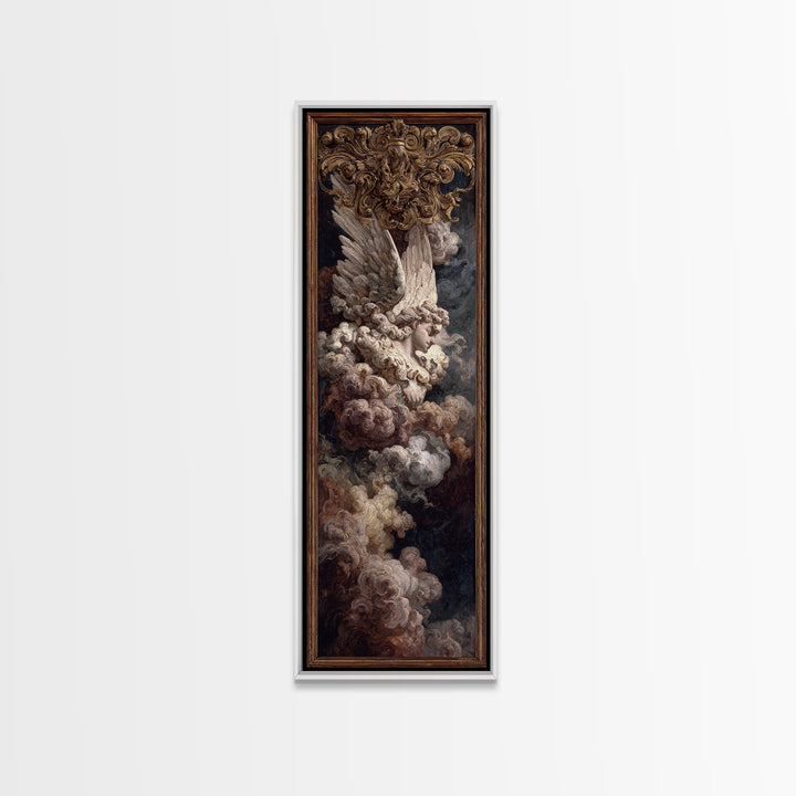 Gilded Angel Wings Emerging from Storm Clouds Canvas Print, Baroque Art, Baroque, Living Room Decor, Oil Painting, Ornate, BAO-1x3-90