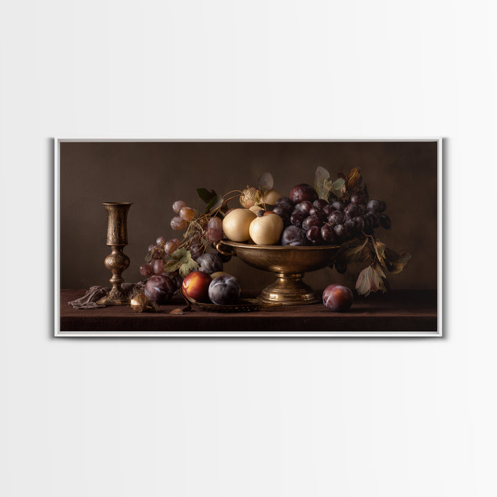 Dramatic Fruit Still Life Canvas Print, Baroque Art, Wall Decor, Living Room Decor, Oil Painting, Ornate, Contemporary Art, BAO-2x1-21