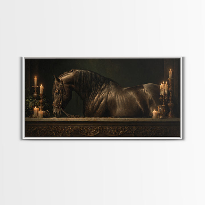 Dramatic Horse Portrait Canvas Print, Baroque Art, Art Print, Living Room Decor, Ornate, Oil Painting, Digital Wall Art, BAO-2x1-44