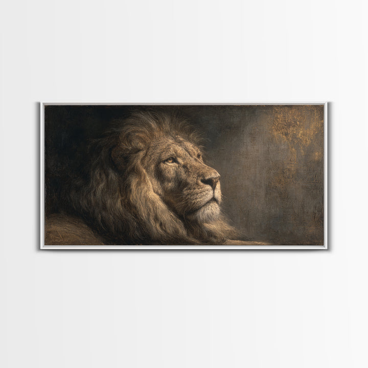 Royal Lion Portrait Canvas Print, Baroque Art, Statement Artwork, Living Room Decor, Fine Art, Ornate, Painting, BAO-2x1-61