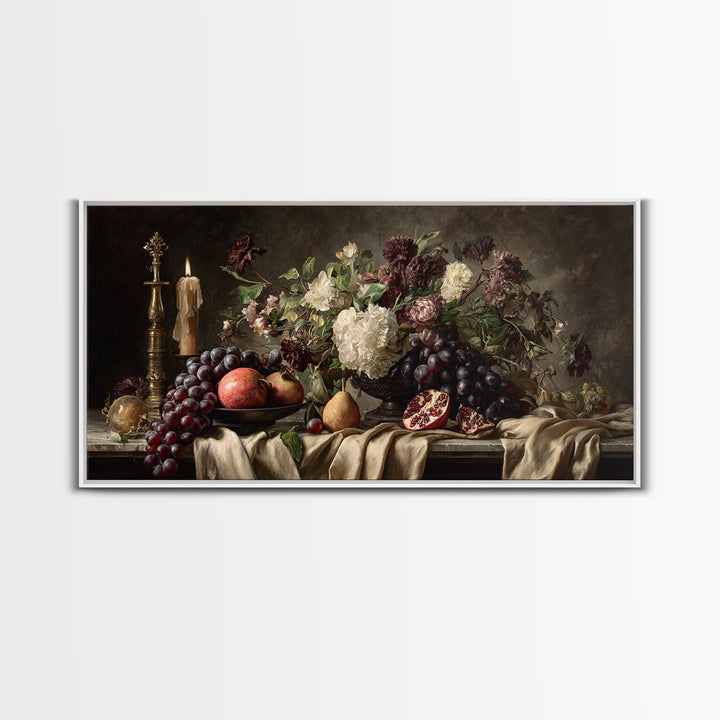 Lavish Banquet Fruit Composition Canvas Print, Baroque Art, Printable Wall Art, Living Room Decor, Ornate, Minimalist Wall Art, BAO-2x1-64