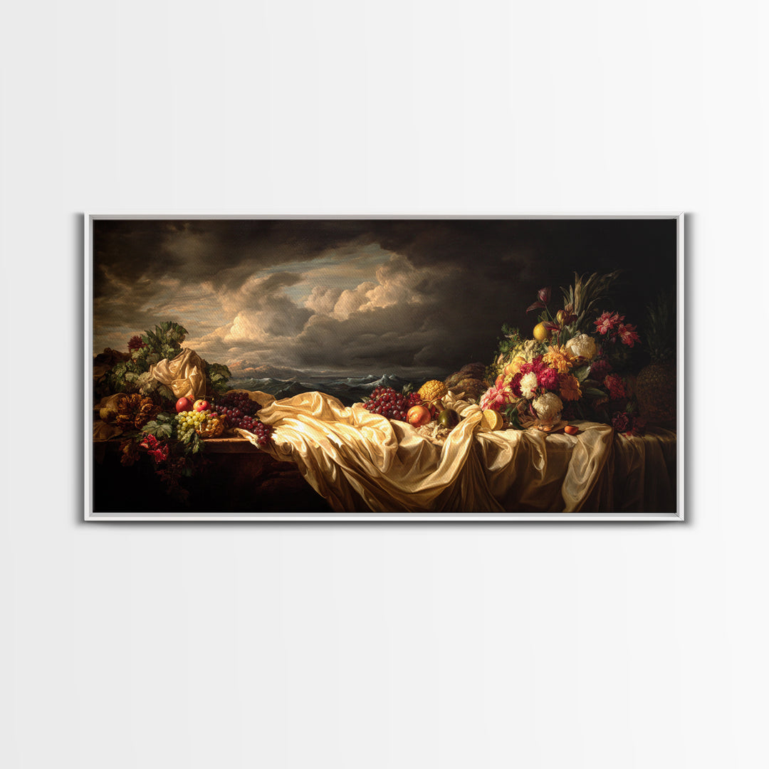 Theatrical Stormy Landscape Canvas Print, Baroque Art, Fine Art Print, Living Room Decor, Fine Art, Ornate, Painting, BAO-2x1-78