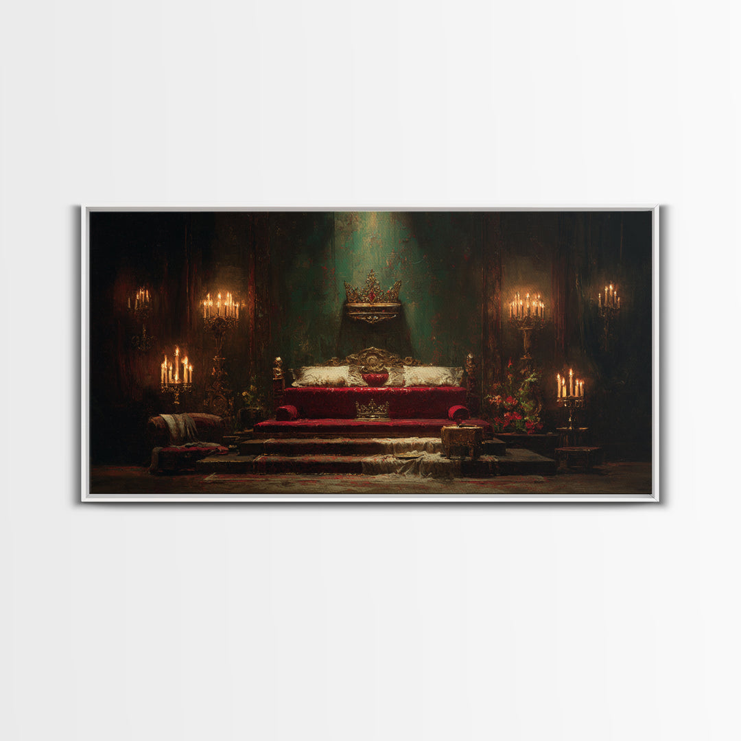 Dark Red Velvet Framed Canvas Print, Baroque Art, Contemporary Art, Living Room Decor, Fine Art, Ornate, 3d Wall Art, BAO-2x1-91