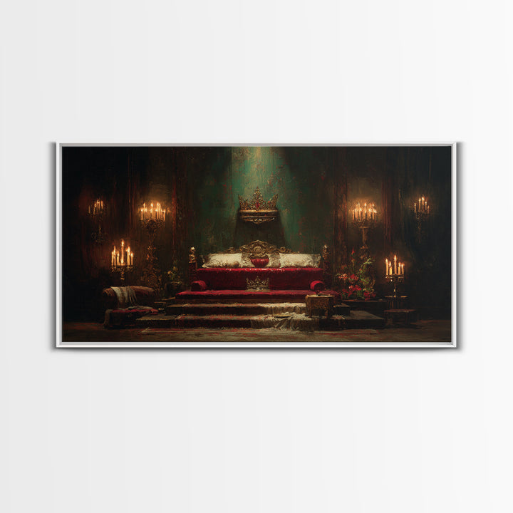 Dark Red Velvet Framed Canvas Print, Baroque Art, Contemporary Art, Living Room Decor, Fine Art, Ornate, 3d Wall Art, BAO-2x1-91