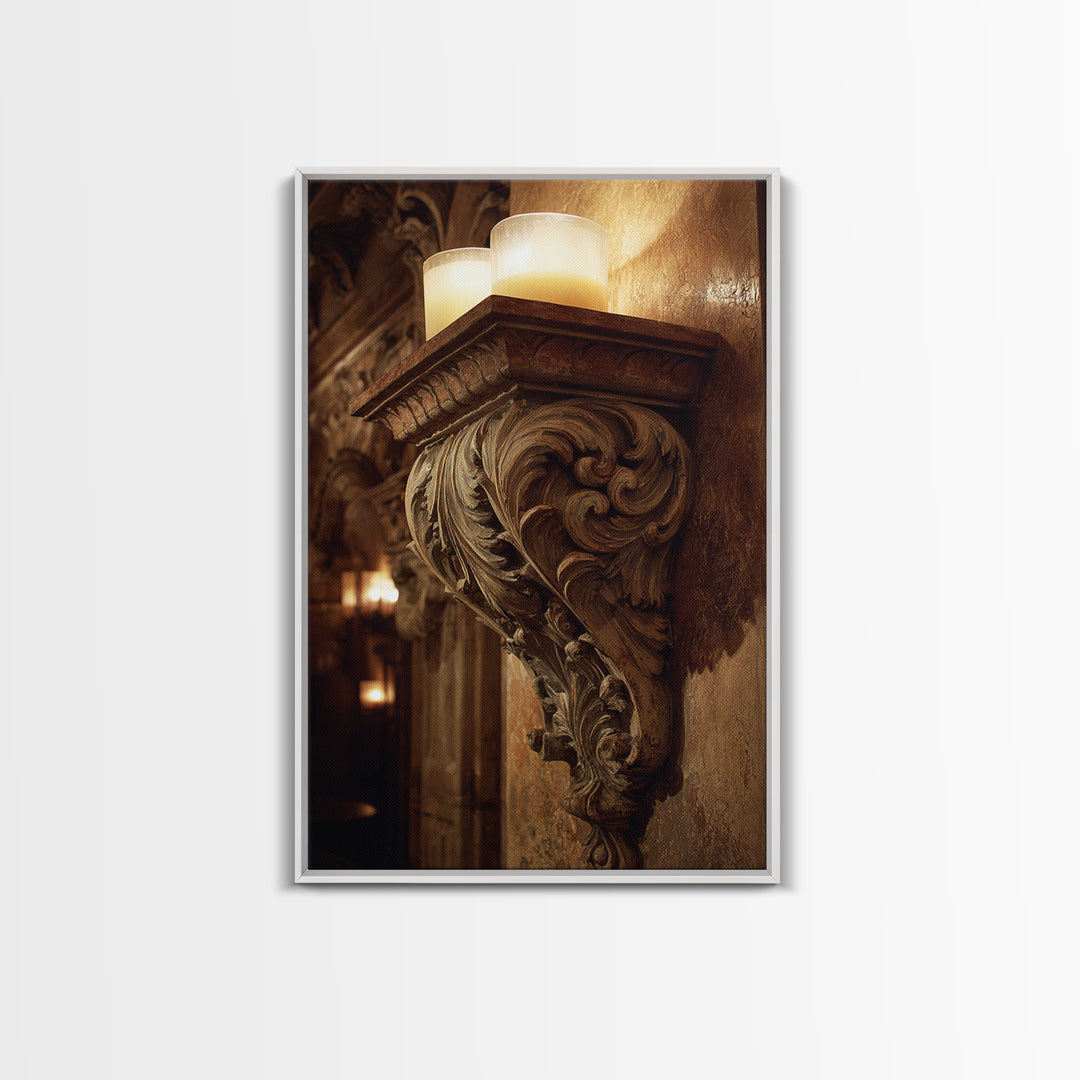 Carved Acanthus Leaf Ornament Study Canvas Print, Baroque Art, Minimalist Wall Art, Living Room Decor, Fine Art, Ornate, BAO-2x3-23