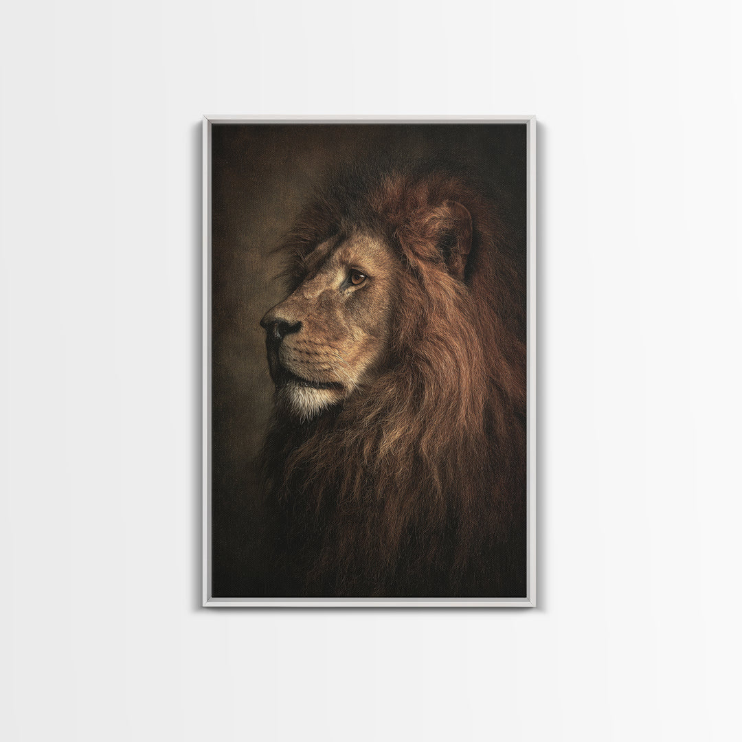 Royal Lion Portrait Canvas Print, Baroque Art, Statement Artwork, Living Room Decor, Fine Art, Ornate, Painting, BAO-2x3-49