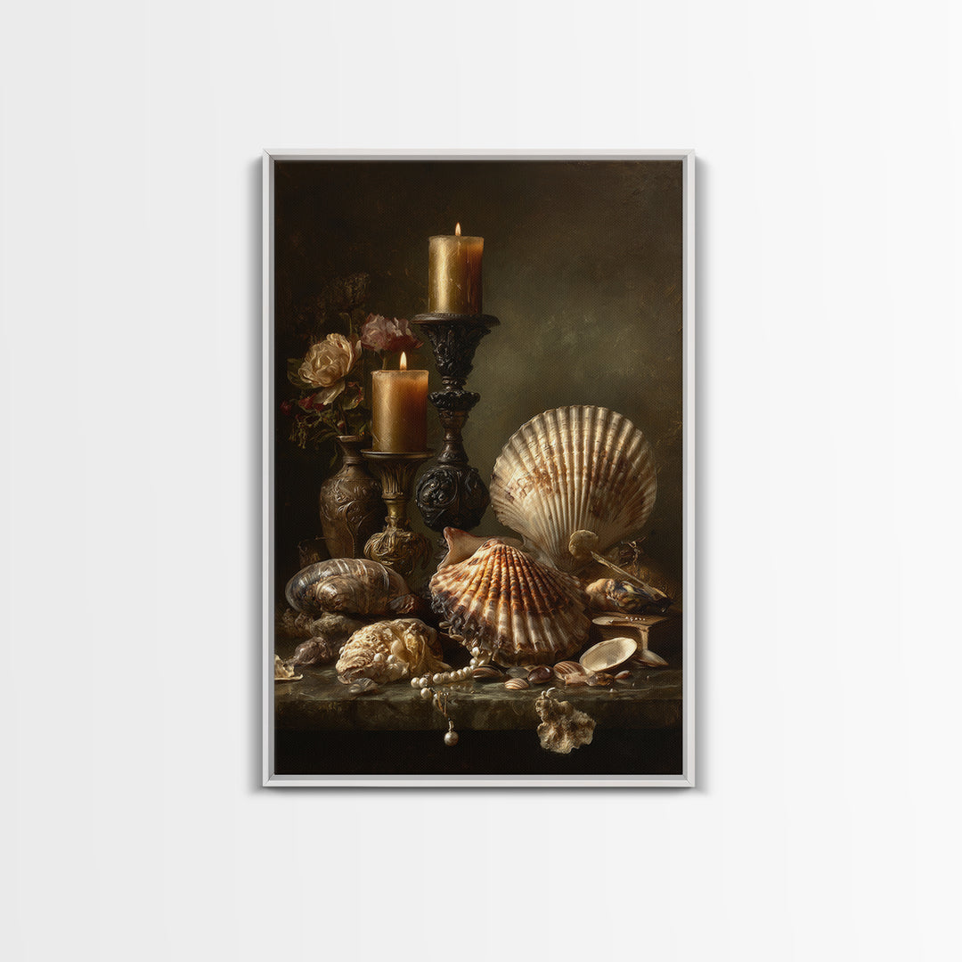Ornamental Shell and Pearl Composition Canvas Print, Baroque Art, Wall Decor, Living Room Decor, Fine Art, Ornate, BAO-2x3-54