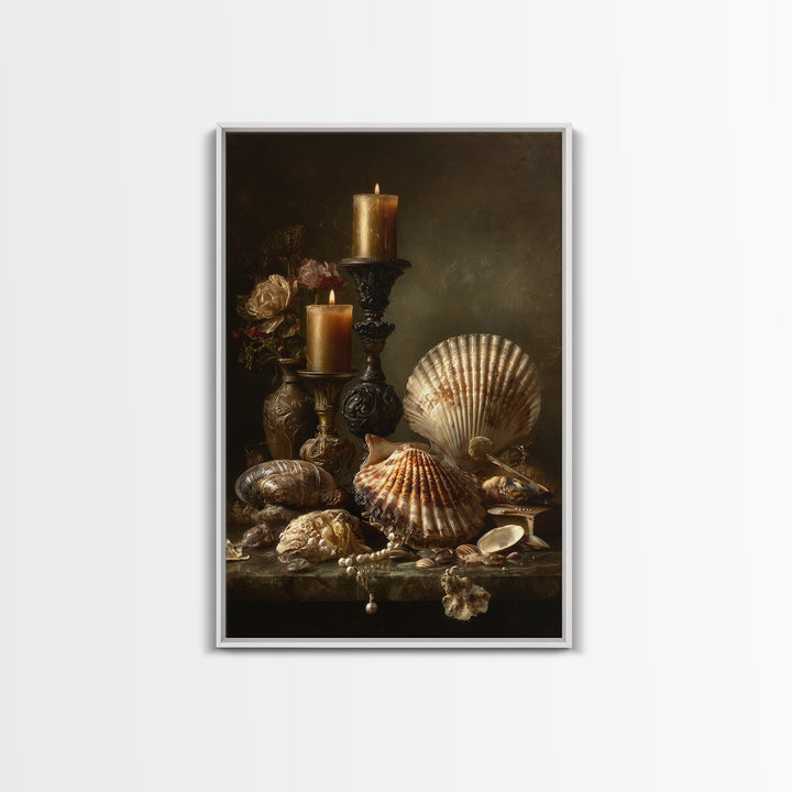 Ornamental Shell and Pearl Composition Canvas Print, Baroque Art, Wall Decor, Living Room Decor, Fine Art, Ornate, BAO-2x3-54