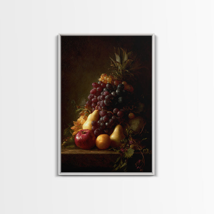 Dramatic Fruit Still Life Canvas Print, Baroque Art, Minimalist Decor, Living Room Decor, Oil Painting, Ornate, Whimsical Decor, BAO-2x3-57