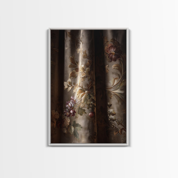 Velvet Drapery with Pearls Flowers and Candlelight Canvas Print, Baroque Art, Maximalist Wall Art, Living Room Decor, Ornate, BAO-2x3-59
