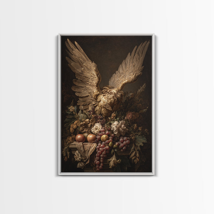 Gilded Angel Wings Emerging from Storm Clouds Canvas Print, Baroque Art, Art Print, Living Room Decor, Abstract Art, Ornate, BAO-2x3-62