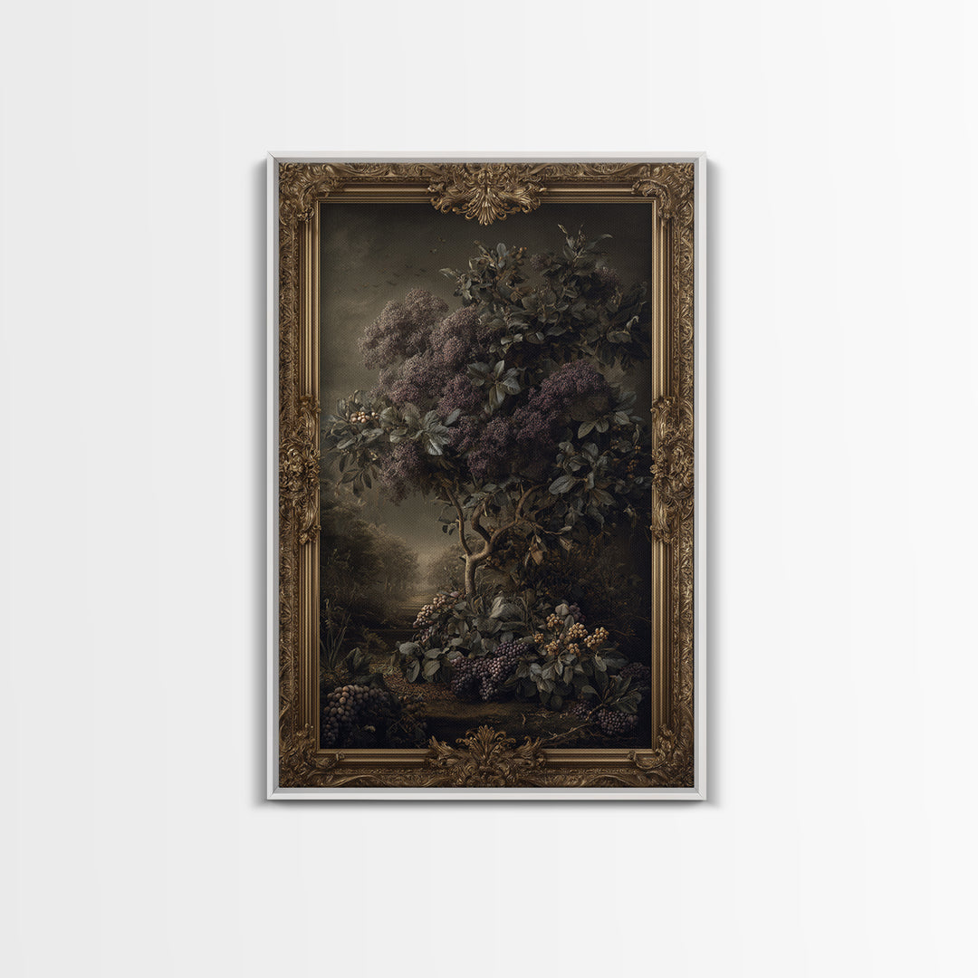 Ornate Gold Frame Illusion Around a Botanical Canvas Print, Baroque Art, Art Print, Living Room Decor, Oil Painting, Ornate, BAO-2x3-65