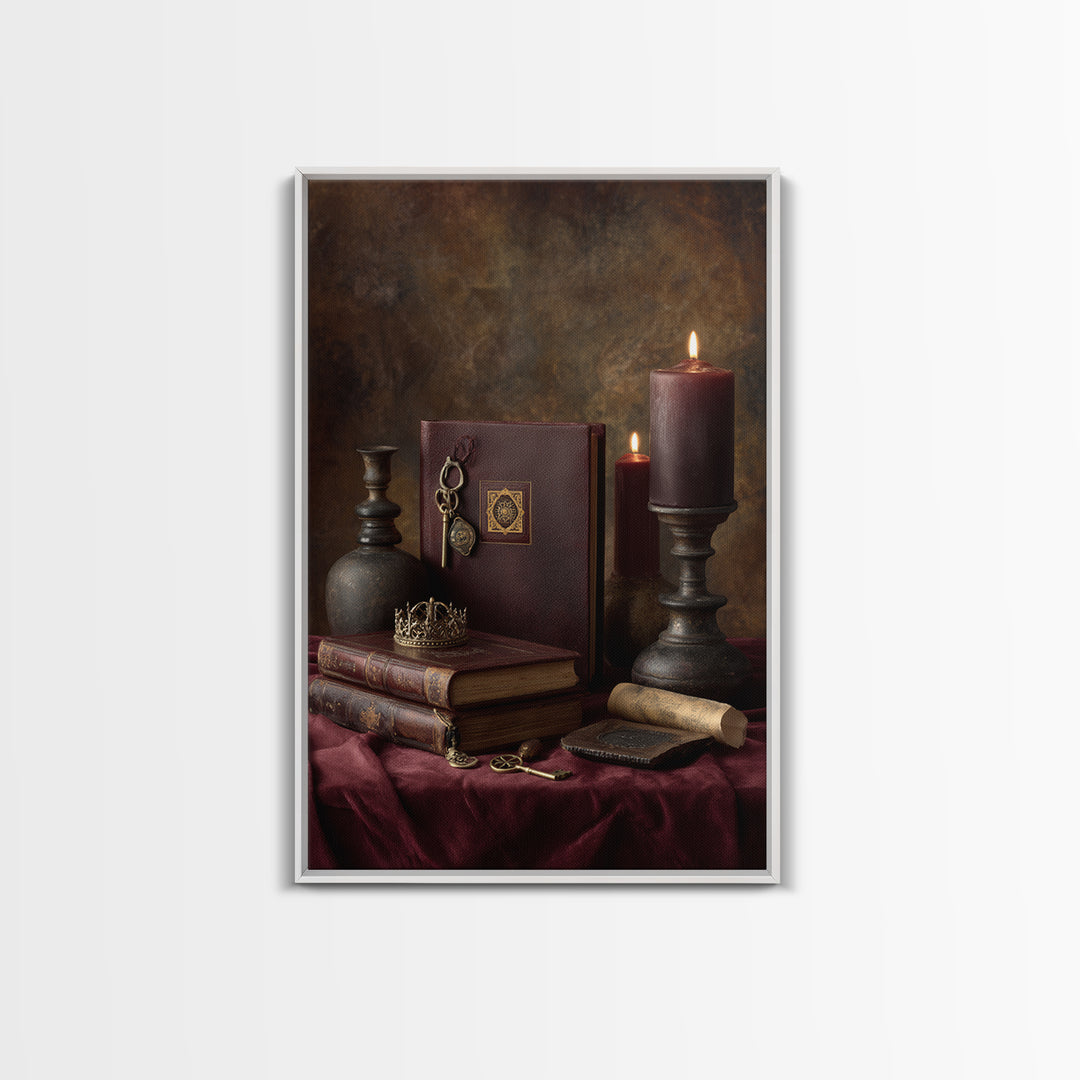 Dark Red Velvet Canvas Print, Baroque Art, Art, Living Room Decor, Fine Art, Ornate, Modern Wall Art, Living Room Wall Art, BAO-2x3-7