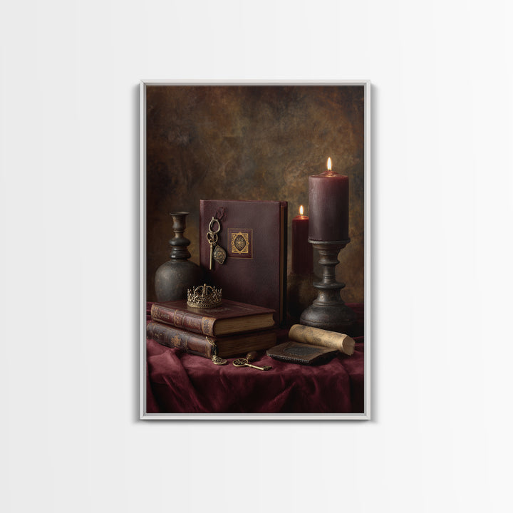 Dark Red Velvet Canvas Print, Baroque Art, Art, Living Room Decor, Fine Art, Ornate, Modern Wall Art, Living Room Wall Art, BAO-2x3-7