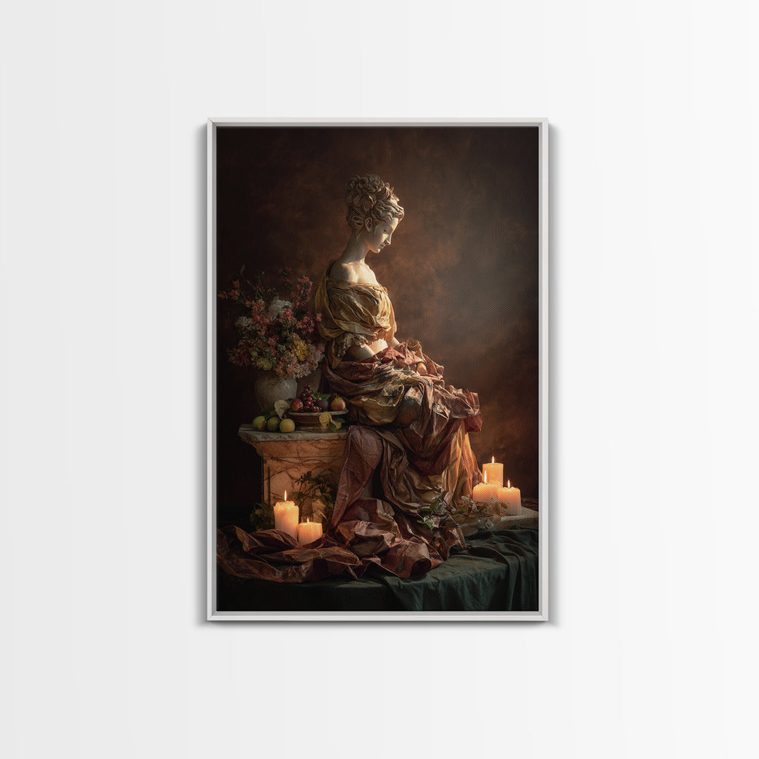 Mythic Goddess Figure Canvas Print, Baroque Art, Statement Artwork, Living Room Decor, Fine Art, Ornate, Painting, BAO-2x3-70