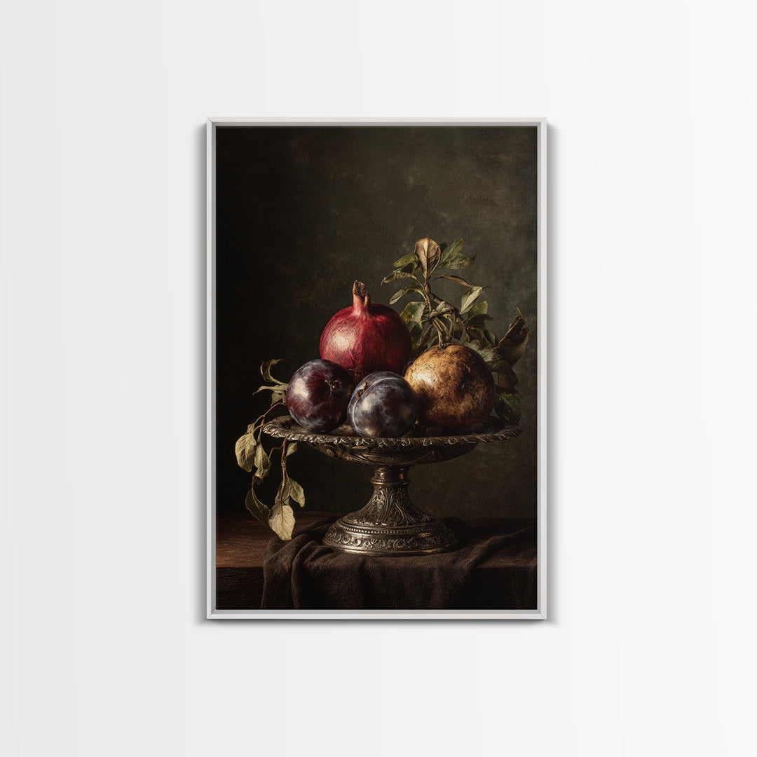 Dramatic Fruit Still Life Canvas Print, Baroque Art, Wall Decor, Living Room Decor, Fine Art, Ornate, Contemporary Art, BAO-2x3-9