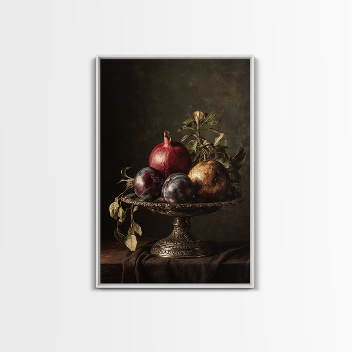 Dramatic Fruit Still Life Canvas Print, Baroque Art, Wall Decor, Living Room Decor, Fine Art, Ornate, Contemporary Art, BAO-2x3-9