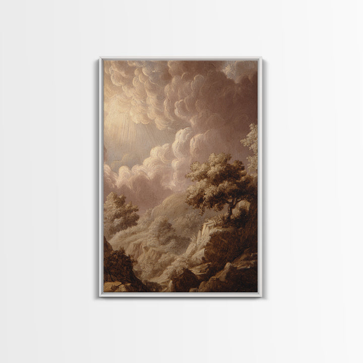 Theatrical Stormy Landscape Framed Canvas Print, Baroque Art, Room Decor, Living Room Decor, Oil Painting, Ornate, BAO-2x3-90