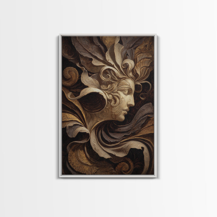Mythic Goddess Figure Framed Canvas Print, Baroque Art, Textured Painting, Living Room Decor, Fine Art, Ornate, Printable Art, BAO-2x3-94