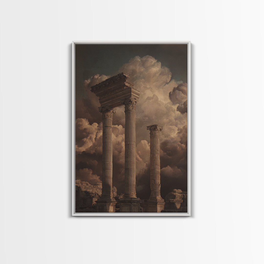 Classical Ruins Beneath a Dramatic Sky Canvas Print, Baroque Art, Fine Art Print, Living Room Decor, Fine Art, Ornate, BAO-2x3-99