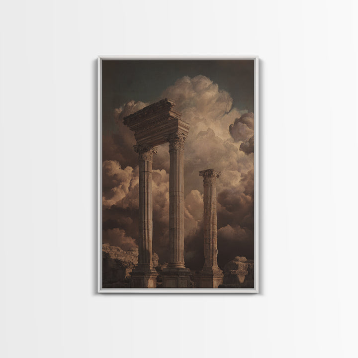 Classical Ruins Beneath a Dramatic Sky Canvas Print, Baroque Art, Fine Art Print, Living Room Decor, Fine Art, Ornate, BAO-2x3-99