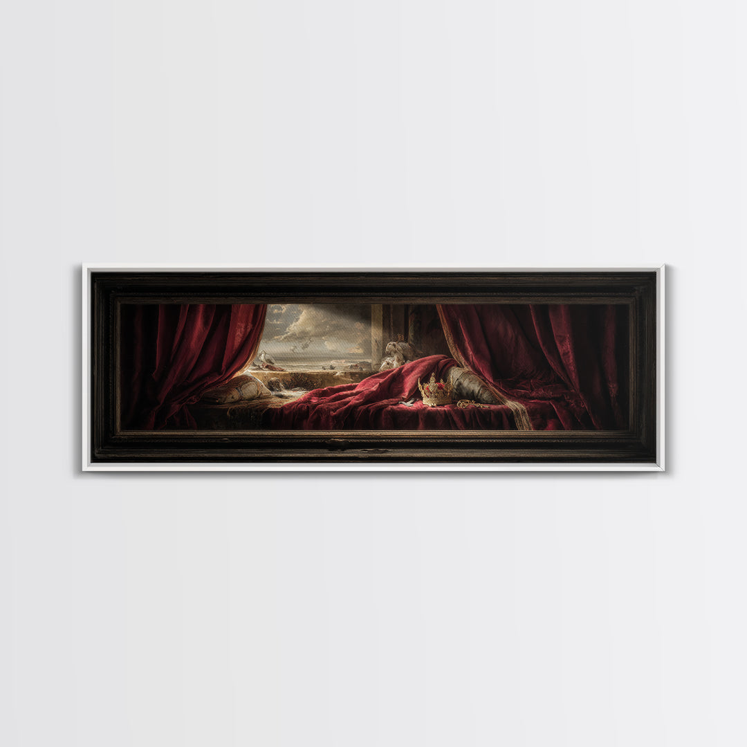 Dark Red Velvet Canvas Print, Baroque Art, Art Nouveau Decor, Living Room Decor, Fine Art, Ornate, Art Print, Textured Painting, BAO-3x1-39