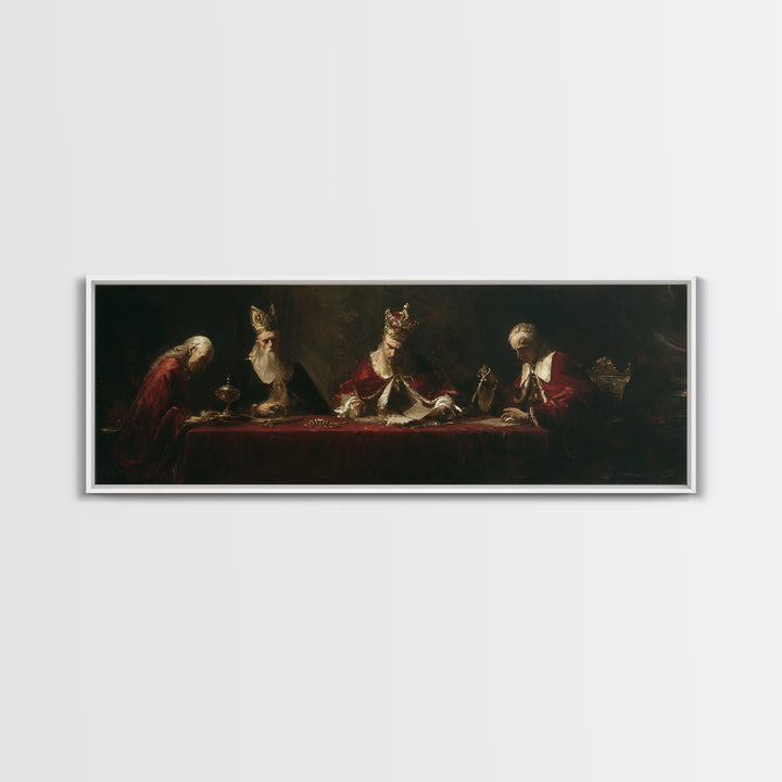 Dark Red Velvet Framed Canvas Print, Baroque Art, Contemporary Art, Living Room Decor, Fine Art, Ornate, 3d Wall Art, BAO-3x1-87