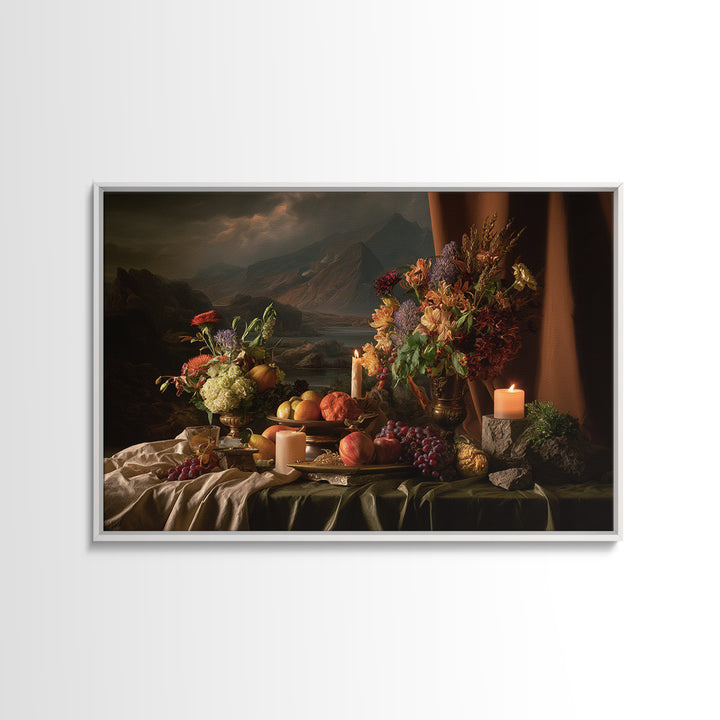 Theatrical Stormy Landscape Framed Canvas Print, Baroque Art, Room Decor, Living Room Decor, Oil Painting, Ornate, BAO-3x2-14