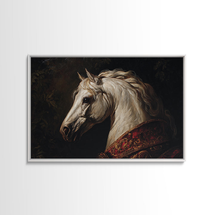Dramatic Horse Portrait Framed Canvas Print, Baroque Art, Boho Decor, Living Room Decor, Fine Art, Ornate, Printable Wall Art, BAO-3x2-28