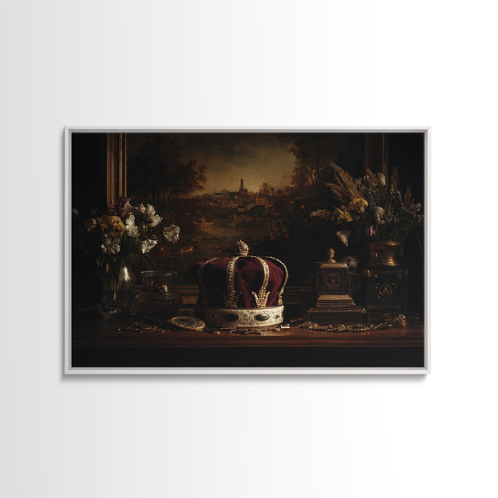 Dark Red Velvet Canvas Print, Baroque Art, Statement Artwork, Living Room Decor, Fine Art, Ornate, Painting, Printable Wall Art, BAO-3x2-3