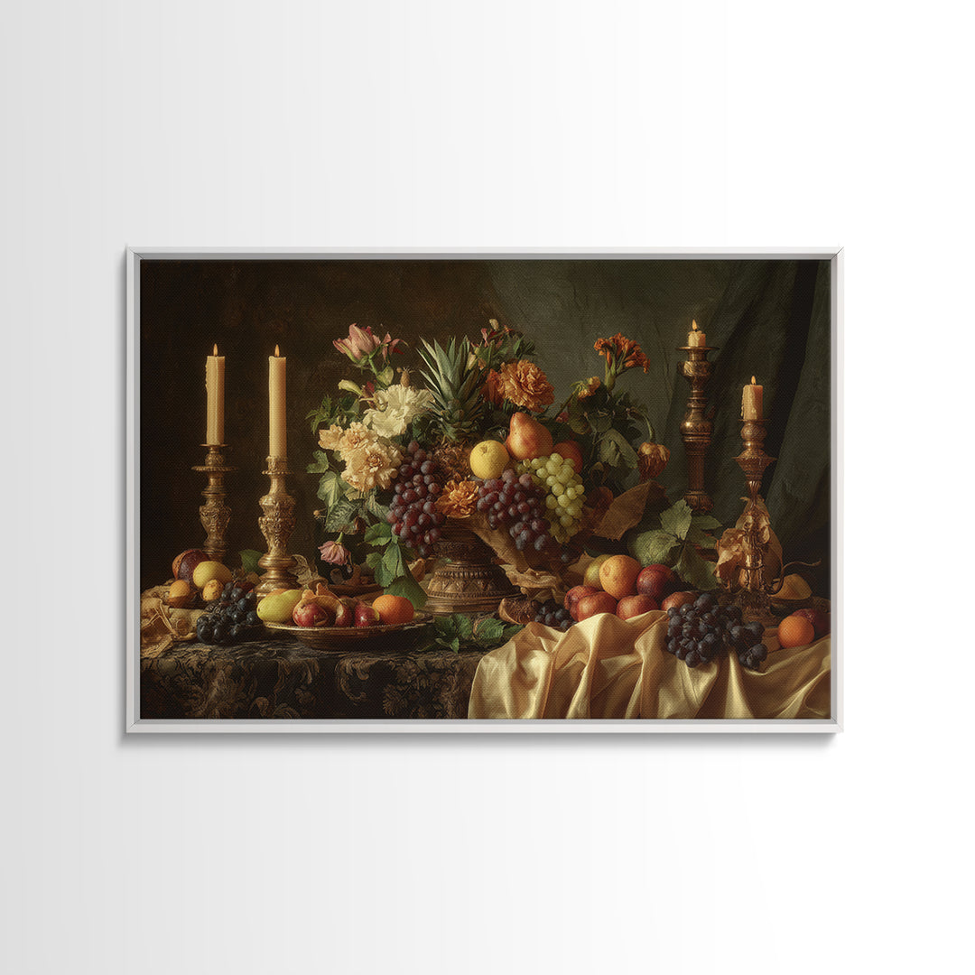 Lavish Banquet Fruit Composition Canvas Print, Baroque Art, Art, Living Room Decor, Fine Art, Ornate, Modern Wall Art, BAO-3x2-48