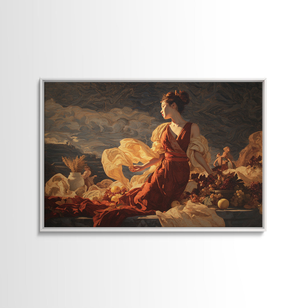 Mythic Goddess Figure Canvas Print, Baroque Art, Art, Living Room Decor, Oil Painting, Ornate, Modern Wall Art, BAO-3x2-66