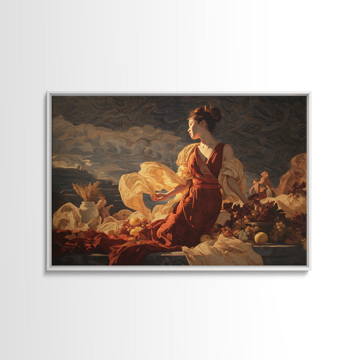 Mythic Goddess Figure Canvas Print, Baroque Art, Art, Living Room Decor, Oil Painting, Ornate, Modern Wall Art, BAO-3x2-66