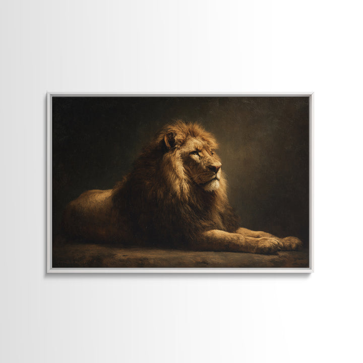 Royal Lion Portrait Framed Canvas Print, Baroque Art, Digital Wall Art, Living Room Decor, Fine Art, Ornate, Portrait Painting, BAO-3x2-69