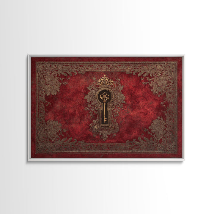 Dark Red Velvet Framed Canvas Print, Baroque Art, Eclectic Wall Art, Living Room Decor, Fine Art, Ornate, Gallery Decor, BAO-3x2-99