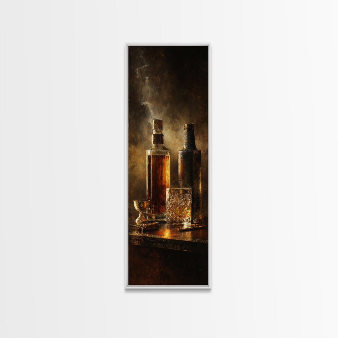 Whiskey Bottle and Cut Crystal Glass Canvas Print, Bar Art, Gallery Decor, Bar Decor, Fine Art, Wall Art, Home Decor, BAR-1x3-38