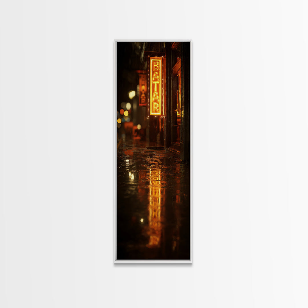 Neon Cocktail Sign Reflected Canvas Print, Bar Art, Living Room Art, Bar Decor, Fine Art, Luxury Decor, Room Decor, BAR-1x3-41