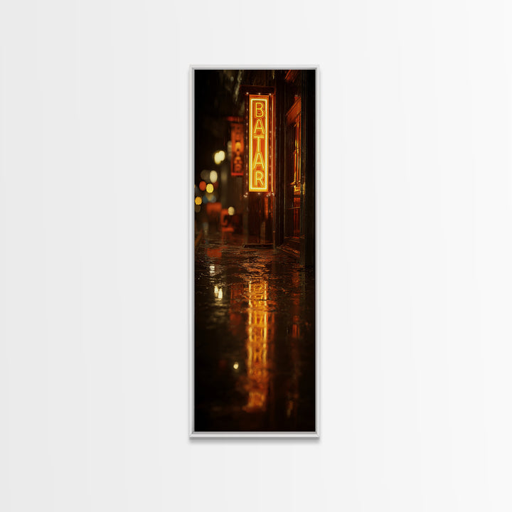 Neon Cocktail Sign Reflected Canvas Print, Bar Art, Living Room Art, Bar Decor, Fine Art, Luxury Decor, Room Decor, BAR-1x3-41