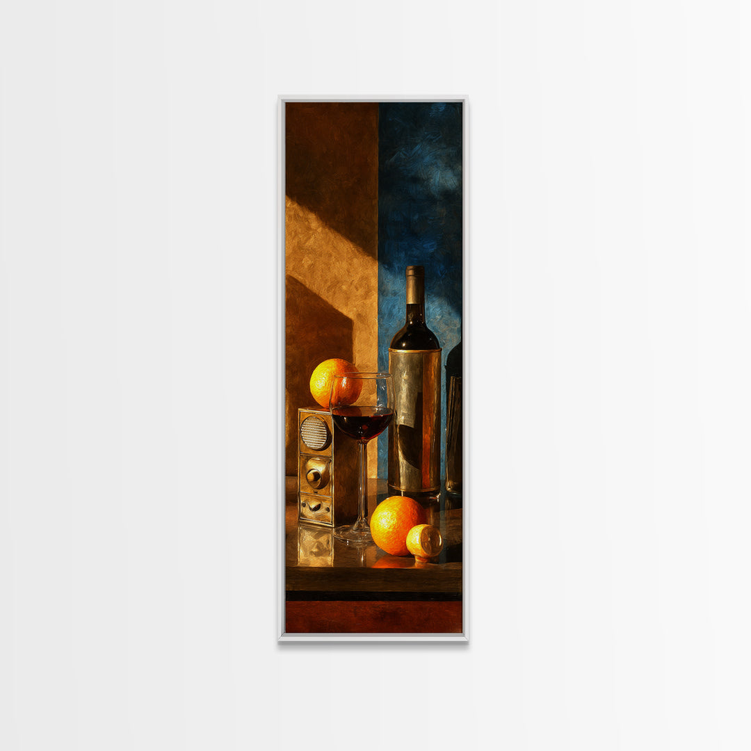 Wine and Record Player Lounge Still Life Canvas Print, Bar Art, Modern Decor, Bar Decor, Fine Art, Wall Decor, BAR-1x3-49
