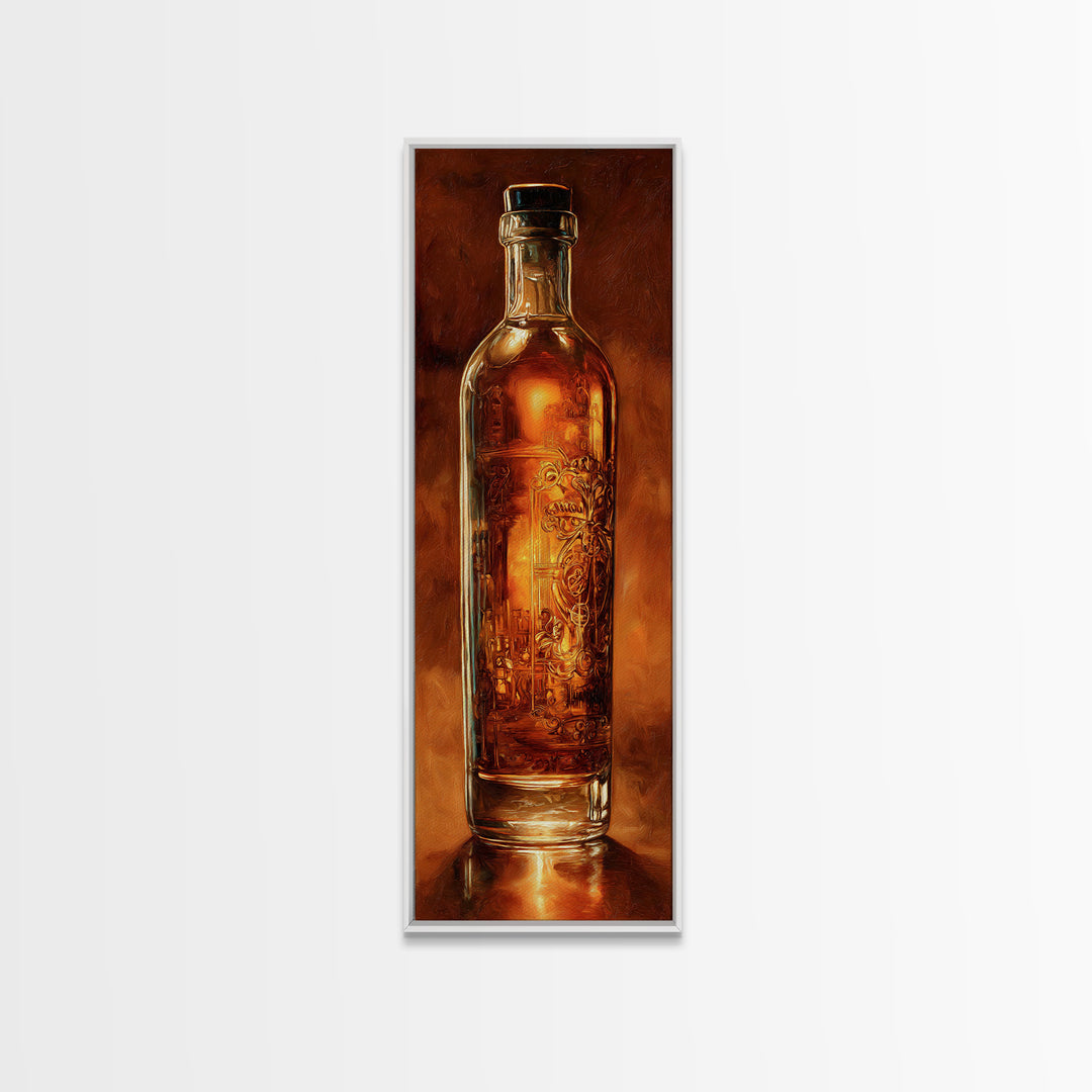 Sailor Tattoo Rum Bottle Illustration Framed Canvas Print, Bar Art, Neutral Decor, Bar Decor, Fine Art, Home Decor, BAR-1x3-75