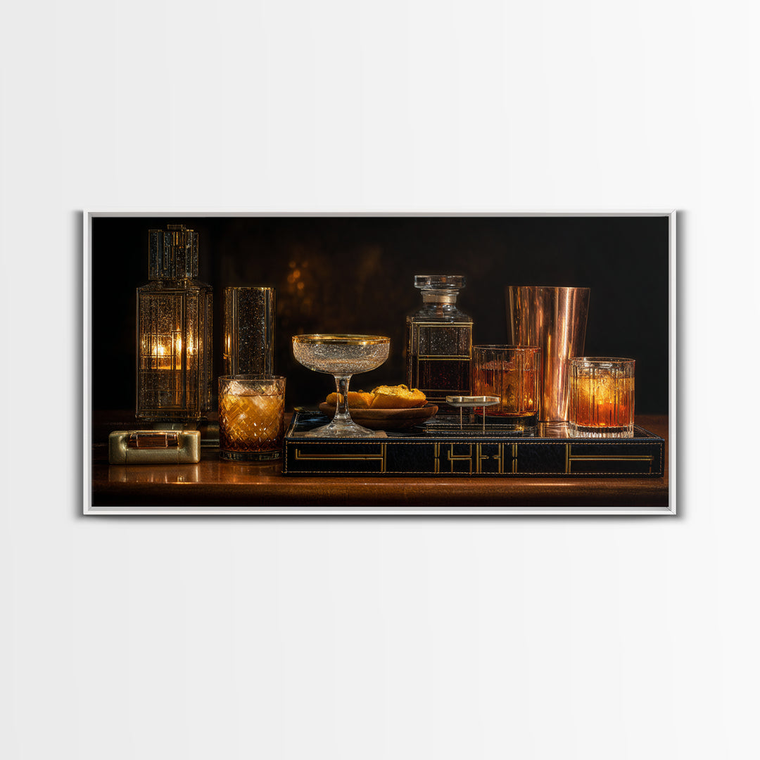 Champagne Coupe Tower Framed Canvas Print, Bar Art, Minimalist Decor, Bar Decor, Fine Art, Digital Print, Apartment Decor, BAR-2x1-6