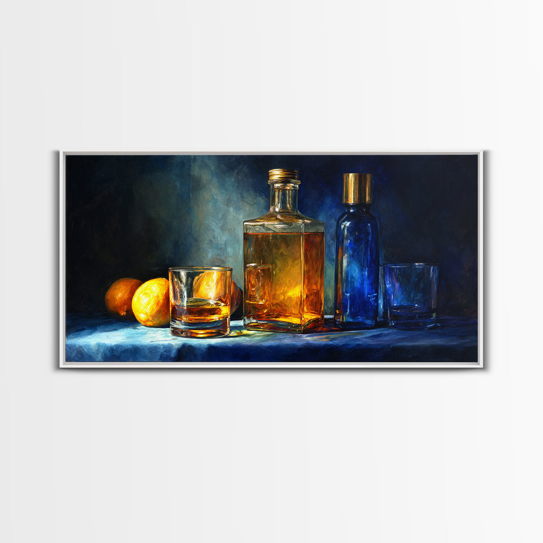 Smoked Glassware Study Framed Canvas Print, Bar Art, Gallery Decor, Bar Decor, Fine Art, Wall Art, Home Decor, BAR-2x1-67